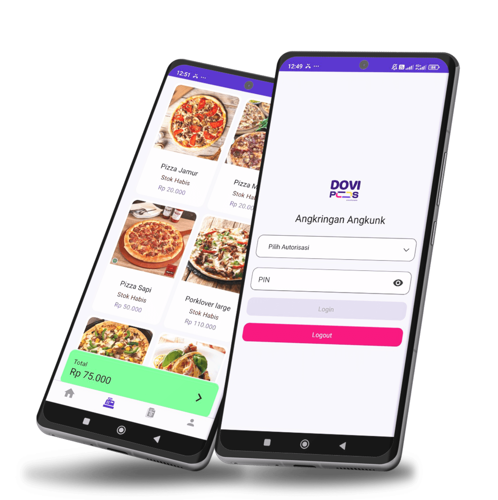 Aplikasi kasir DOVI POS di smartphone untuk transaksi mudah